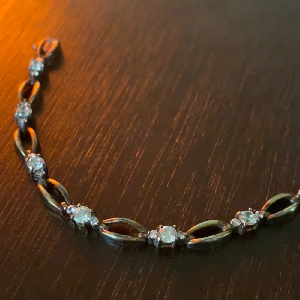 Dainty 925 Sterling Silver Clear Gemstone Bracelet Delicate